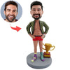 Aangepaste vader Bobblehead met kampioenschapstrofee