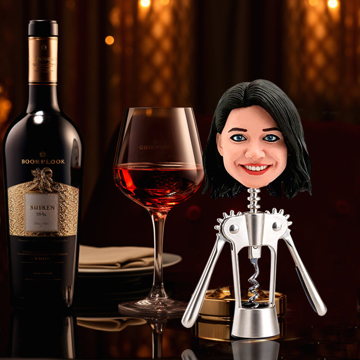 Aangepaste Bobblehead wijnopener vrouwelijk grappig gezicht