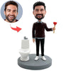 Aangepaste grappige Bobblehead ontstoppen van het toilet
