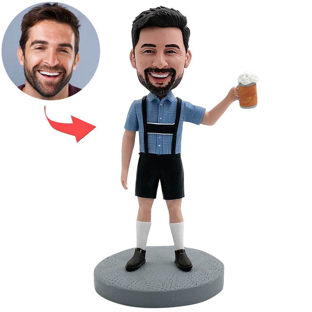 Gepersonaliseerde Bobblehead Happy Beer Drinken