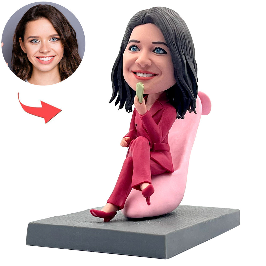 Aangepaste elegante dame Bobblehead zittend op hoge hakken