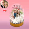 Eeuwige bloemen met bobbleheads voor gepersonaliseerd cadeau