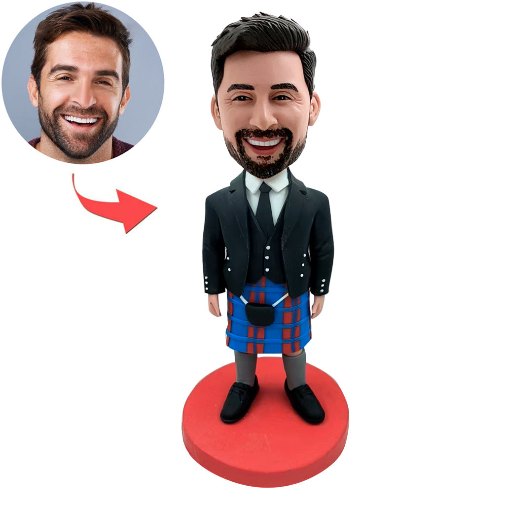 Aangepaste Bobblehead met kilt- en tartanontwerp