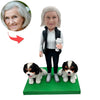 Aangepaste moeder Bobblehead met twee honden