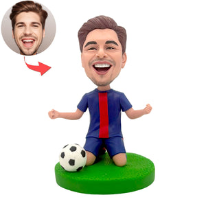 Vrolijke voetballer op maat gemaakte bobblehead