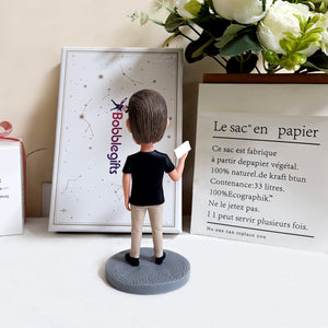 Aangepaste mannelijke bobblehead met BOSS-bord