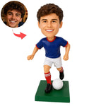 Gepersonaliseerde, op maat gemaakte bobblehead in de stijl van een voetbalkampioen.