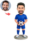 Op maat gemaakte keeper-bobblehead met voetbal