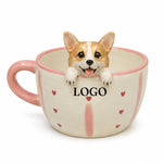 Gepersonaliseerde honden- en kattenkoffiekop met handgemaakt huisdierfiguur