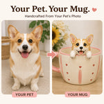 Gepersonaliseerde honden- en kattenkoffiekop met handgemaakt huisdierfiguur