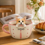 Gepersonaliseerde honden- en kattenkoffiekop met handgemaakt huisdierfiguur