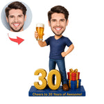 Gepersonaliseerde bobblehead op maat voor 30e verjaardag