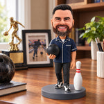 Aangepast gepersonaliseerd bowling-bobblehead cadeau van foto