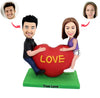 Liefdevol hart paar Bobblehead aangepaste