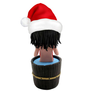 Aangepaste vrouwelijke Bobblehead-baden met kerstmuts