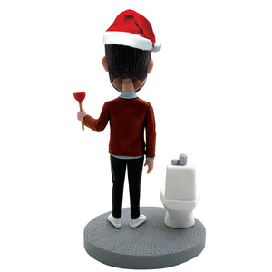 Aangepaste grappige Bobblehead met kerstmuts