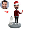 Aangepaste grappige Bobblehead met kerstmuts