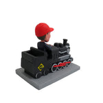 Gepersonaliseerde bobblehead van een treinmachinist als cadeau, gebaseerd op een foto.