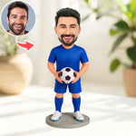 Op maat gemaakte keeper-bobblehead met voetbal