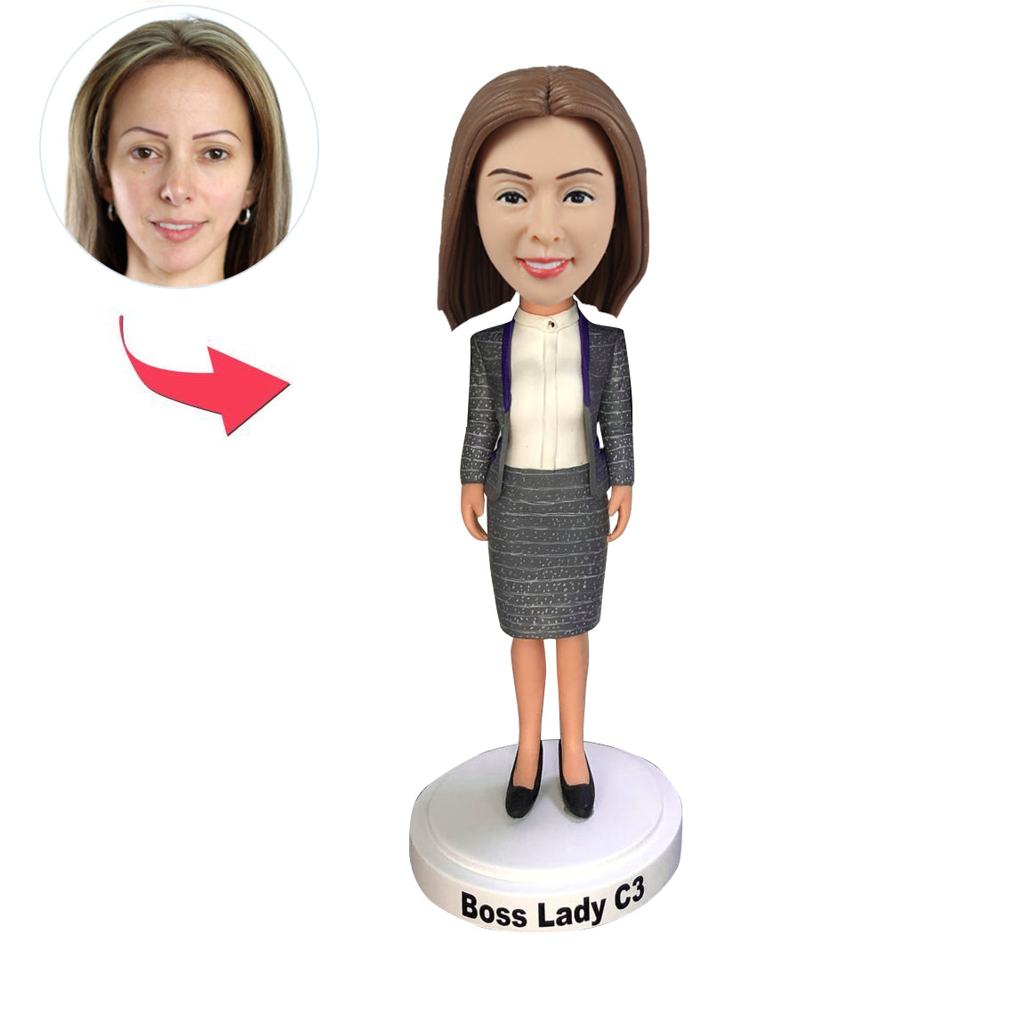 Aangepaste vrouwelijke Office Manager Bobblehead met rok
