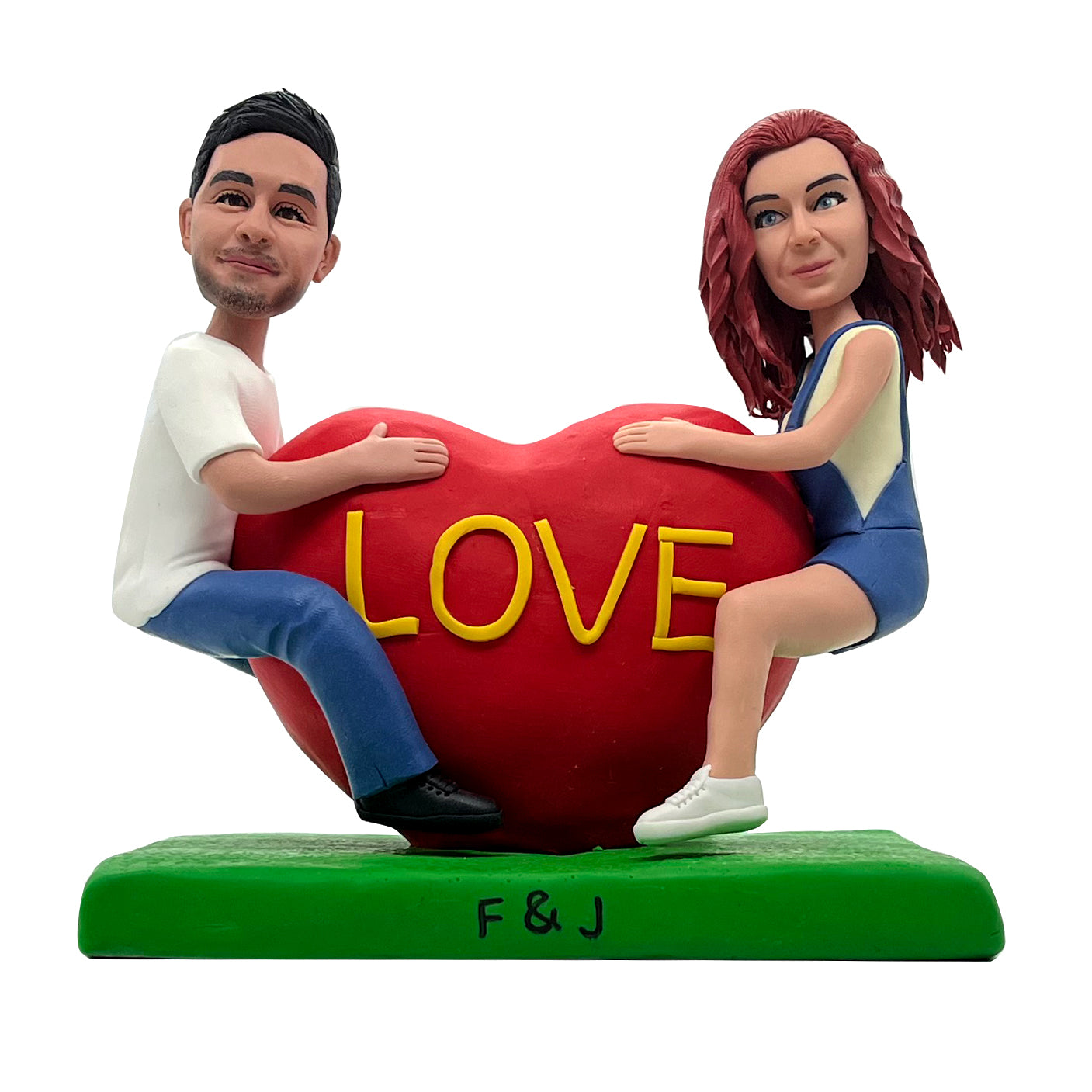 Liefdevol hart paar Bobblehead aangepaste