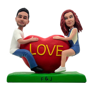 Liefdevol hart paar Bobblehead aangepaste