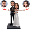 Aangepaste bruiloft Bobblehead paar knuffelen taille
