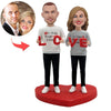 Aangepaste koppel Bobblehead met "LOVE"