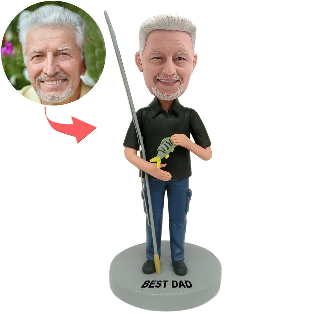 Vaderdagcadeau - Aangepaste Bobblehead Fishing Man