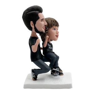 Vader & zoon aangepaste Bobblehead voor vaderdagcadeaus