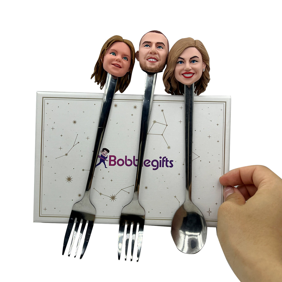 Aangepaste Bobblehead Family vork en lepel