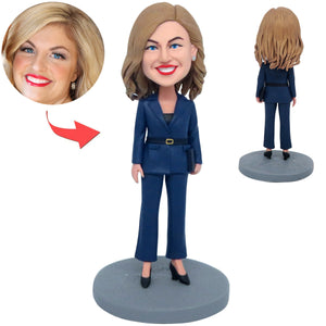Aangepaste Bobblehead voor Office Lady met marinepak