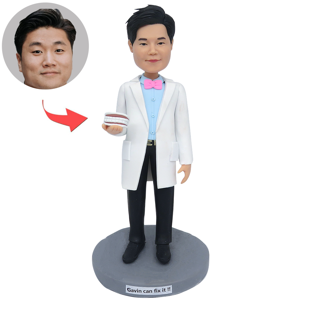 Mannelijke Dentisit gepersonaliseerd Bobblehead cadeau