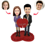 Aangepaste paar Bobble Head met liefdevol hart