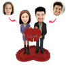 Aangepaste paar Bobble Head met liefdevol hart
