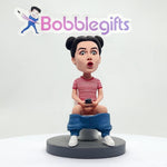 Aangepaste Bobbleheads humoristische vrouwen zitten op toilet