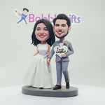 Bruidspaar is net getrouwd met aangepaste Bobblehead