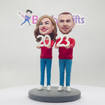 Gelukkig Nieuwjaar kerstcadeau aangepaste paar Bobblehead
